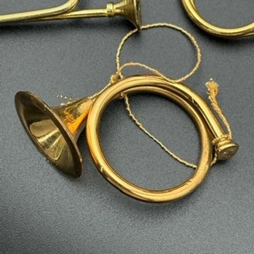 12pc Vintage Gold Brass Miniature Musical Instrument‎ Christmas Ornaments Lot